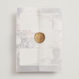 "Floral Cascade" - Wedding Invitations in Navy by Phrosné Barwood - Vellum Wrap with Wax Seal