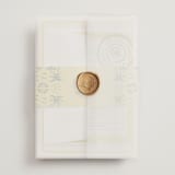 "Coastal Drift" - Wedding Invitations in Caribbean Citrus by Pixel and Hank - Assembled with Vellum Wrap and Wax Seal