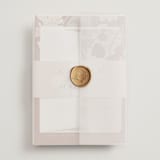 "Leaf Cascade" - Wedding Invitations in Latte by Alethea and Ruth - Assembled with Vellum Wrap and Wax Seal