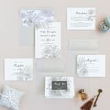 "Watercolor Floral" - Wedding Invitations in Fog by Jill Means - Invitation Suite