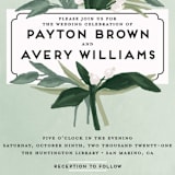 "Botanical Name Plate" - Wedding Invitations in Sage by Shiny Penny Studio - Close-Up