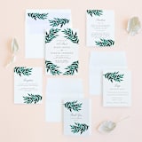 "Painted Greenery" - Wedding Invitations in Evergreen by Katharine Watson - Invitation Suite