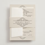 "Deco Nouveau" - Wedding Invitations in Cream by GeekInk Design - Assembled with Belly Band