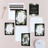"Blooming Bouquet" - Wedding Invitations in Charcoal by Alethea and Ruth - Invitation Suite