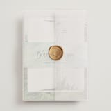 "Into the Woods" - Wedding Invitations in Forest by Elly - Assembled with Vellum Wrap and Wax Seal