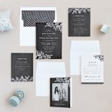 "Chalkboard Flora" - Wedding Invitations in Chalkboard by Snow and Ivy - Invitation Suite