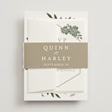 "Succulent Surround" - Wedding Invitations in Cloud by Susan Moyal - Assembled with Belly Band