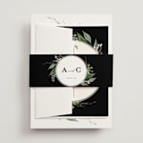 "Natures Greens" - Wedding Invitations in Ivory by Susan Moyal - Assembled with Belly Band