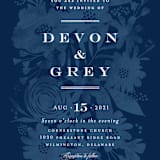 "Floral screenprint" - Wedding Invitations in Navy by Jennifer Wick - Close-Up