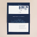 "Floral screenprint" - Wedding Invitations in Navy by Jennifer Wick - Assembled
