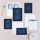 "Floral screenprint" - Wedding Invitations in Navy by Jennifer Wick - Invitation Suite