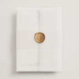 "Sense and Sensibility" - Wedding Invitations in Cloud by Design Lotus - Assembled with Vellum Wrap and Wax Seal