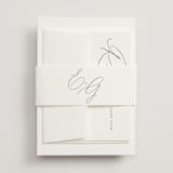 "Scripted Names" - Wedding Invitations in Pearl by Hooray Creative - Assembled with Belly Band