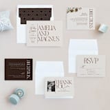 "Side Column" - Wedding Invitations in Leather by Alethea and Ruth - Invitation Suite