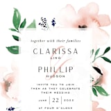 "Soft Florals" - Wedding Invitations in Coral Wash by Leah Bisch - Close-Up