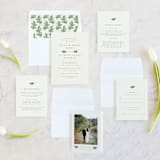"Watercolor Laurels" - Wedding Invitations in Leaf by Katharine Watson - Invitation Suite