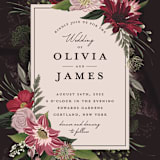 "Midnight Botanicals" - Wedding Invitations in Cranberry by Susan Moyal - Close-Up