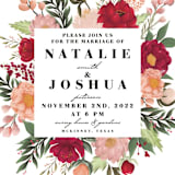 "Floral Square" - Wedding Invitations in Classic Red by Dane Great Designs - Close-Up
