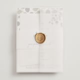 "green rush" - Wedding Invitations in Snow by Anupama - Vellum Wrap with Wax Seal