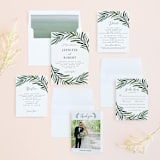 "Green leaf frame" - Wedding Invitations in Limestone by Yaling Hou Suzuki - Invitation Suite
