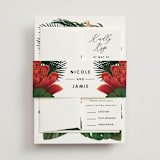 "Tropical Bouquet" - Wedding Invitations in Basil by Elly - Assembled with Belly Band
