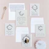 "A Sketched Wreath" - Wedding Invitations in Concrete by Plain White Paper Co - Invitation Suite
