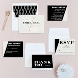 "Angled" - Wedding Invitations in Onyx by GeekInk Design - Invitation Suite