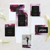 "Aurora" - Wedding Invitations in Raspberry by Itsy Belle Studio - Invitation Suite