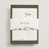 "into the mountains" - Wedding Invitations in Olive by Helen Halik - Assembled with Belly Band