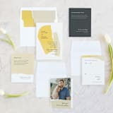 "Collage" - Wedding Invitations in Golden Rod by Ann Gardner - Invitation Suite
