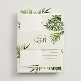 "Tropical Vows" - Wedding Invitations in Jade by Chris Griffith - Assembled with Belly Band