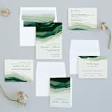 "Flow" - Wedding Invitations in Emerald by Three Kisses Studio - Invitation Suite