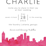 "Skyline Atlanta" - Wedding Invitations in Magenta by Laura Condouris - Close-Up