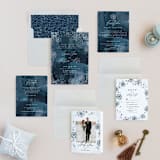 "Midnight Snowfall" - Wedding Invitations in Navy by Alethea and Ruth - Invitation Suite