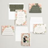 "Peony Wreath" - Wedding Invitations in Peach by Joanna Griffin - Invitation Suite