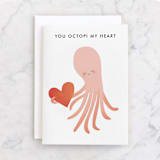 "Little Octopus" - Single Greeting Cards in Blush by Karidy Walker - Front