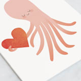 "Little Octopus" - Single Greeting Cards in Blush by Karidy Walker - Close-Up