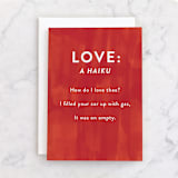 "Love Haiku" - Single Greeting Cards in Scarlet by Jackie Crawford - Front