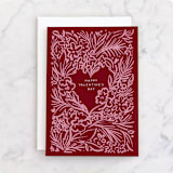 "Love that grows" - Single Greeting Cards in Tomato by Ilze Lucero - Front