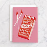 "Perfect Match" - Single Greeting Cards in Bubblegum by Jess Miller Draws - Front