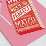 "Perfect Match" - Single Greeting Cards in Bubblegum by Jess Miller Draws - Close-Up