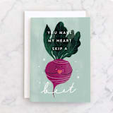 "Heart Beet" - Single Greeting Cards in Mint by Cindy Chu - Front