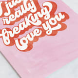 "Freaking Love" - Single Greeting Cards in Cotton Candy by Pixel and Hank - Close-Up