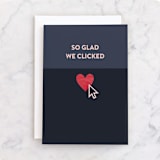 "Clicked" - Single Greeting Cards in Navy by Pixel and Hank - Front