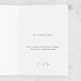"Let's Never Split" - Single Greeting Cards in Honey by Lauren Jinhee - Customizable Interior Example