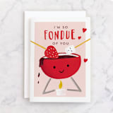 "fondue" - Single Greeting Cards in Wild Strawberry by chocomocacino - Front