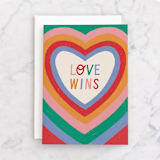 "Love Wins" - Single Greeting Cards in Rainbow by Pati Cascino - Front