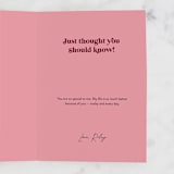 "Ridiculously Good Looking" - Single Greeting Cards in Merlot by Rachael Pietsch - Customizable Interior Example