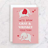 "Gray & Wrinkly" - Single Greeting Cards in Blush by Vivian Yiwing - Front
