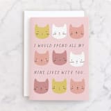"Nine Lives" - Single Greeting Cards in Crepe by Angela Thompson - Front